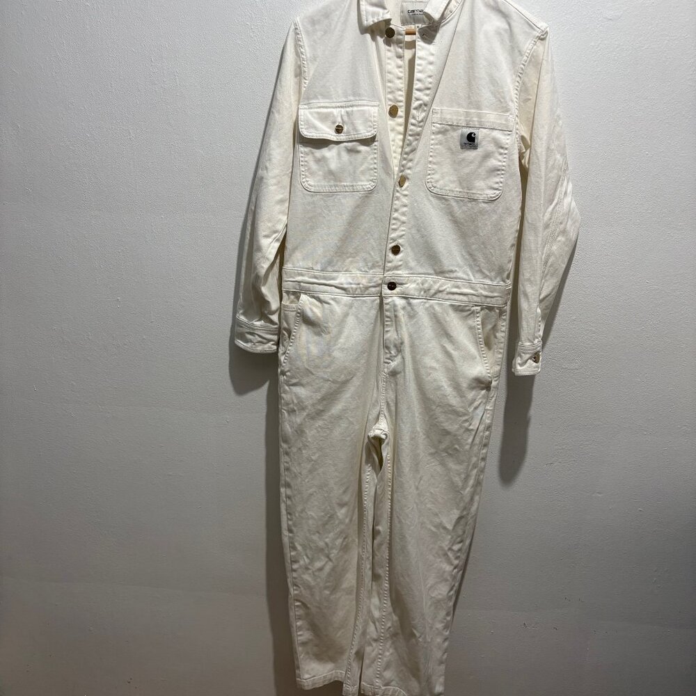 RARE 2020 Carhartt WIP long sleeve Tara Coverall in stretch cotton canvas in Wax